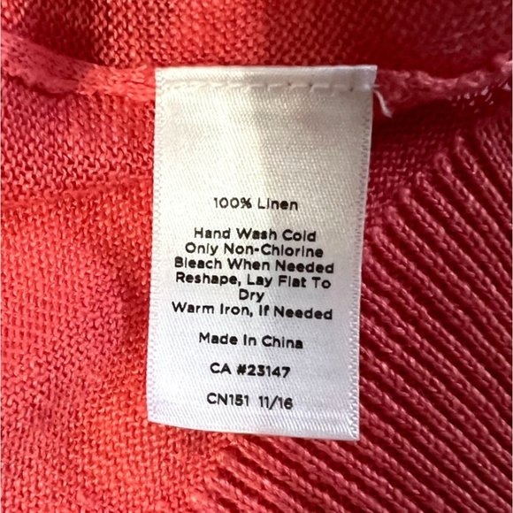 Talbots Petites - Women's M 100% Linen Pink Lightweight Sweater Tie Back - Picture 4 of 13